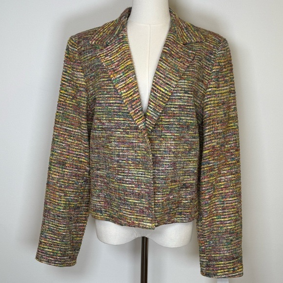 V.P. Collections Handwoven Silk Open Front Blazer Jacket Women’s Size Medium NWT - Picture 1 of 10